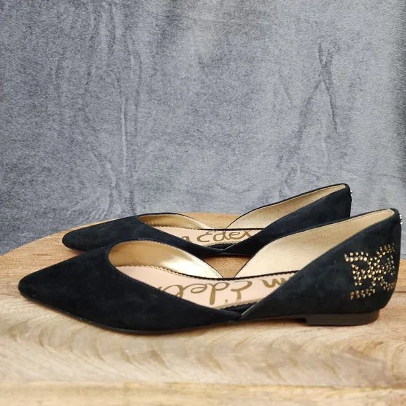 Sam Edelman Rodney20 D'Orsay Flats Women's Size 7 M Black Suede Leather Shoes - Picture 3 of 8